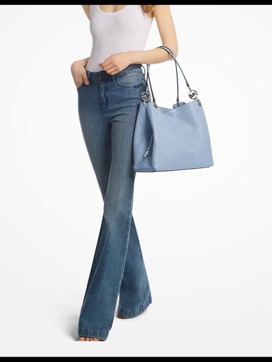 Christina Large Pebbled Leather Shoulder Bag in PALE OCEAN  Michael Kors Powder Blue Pebbled Leather Shoulder Tote Christina